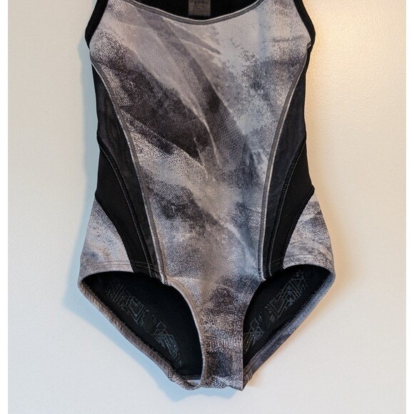 Ivivva by Lululemon Girls Size 6 Black Grey Dance Gymnastics Leotard Bodysuit - Picture 4 of 8